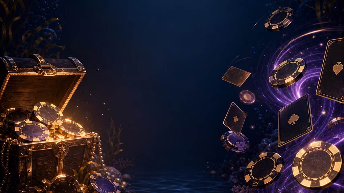 Pacific Spins Casino bonus illustration with a gold and purple rewards motif